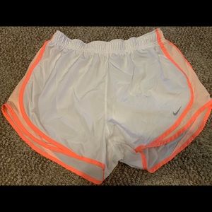White Nike workout shorts